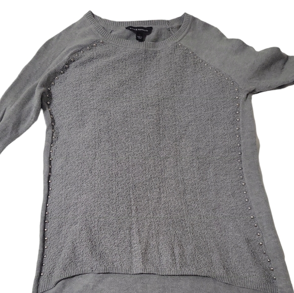 Rock & Republic studded long sleeve top gray S sweater drop tail - Picture 3 of 11